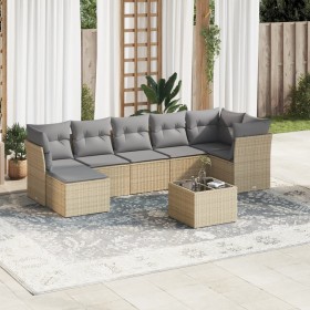 Gartensofa-Set mit beigen Kissen 8 Stück PE-Rattan von , Gartensets - Ref: Foro24-3217979, Preis: 517,24 €, Rabatt: %