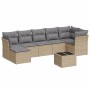 Gartensofa-Set mit beigen Kissen 8 Stück PE-Rattan von , Gartensets - Ref: Foro24-3217979, Preis: 517,57 €, Rabatt: %