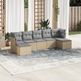 7-teiliges Gartensofa-Set und beige synthetische Rattankissen von , Gartensets - Ref: Foro24-3218029, Preis: 451,63 €, Rabatt: %