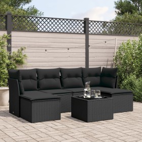 7-teiliges Garten-Essset und schwarze Kissen aus synthetischem Rattan von , Gartensets - Ref: Foro24-3218015, Preis: 374,72 €...