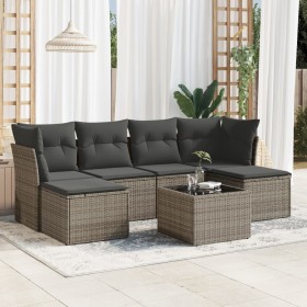 7-piece garden sofa set with gray PE rattan cushions by , Garden sets - Ref: Foro24-3218020, Price: 406,27 €, Discount: %