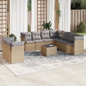 Gartensofa-Set mit beigen Kissen, 10-teilig, synthetisches Rattan von , Gartensets - Ref: Foro24-3217849, Preis: 661,79 €, Ra...