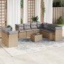 Gartensofa-Set mit beigen Kissen, 10-teilig, synthetisches Rattan von , Gartensets - Ref: Foro24-3217849, Preis: 659,92 €, Ra...