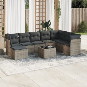 Set de muebles de jardín 9 pzas y cojines ratán sintético gris de , Conjuntos de jardín - Ref: Foro24-3218060, Precio: 566,79...