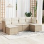 Gartensofa-Set mit Kissen, 6-teilig, beiges synthetisches Rattan von , Gartensets - Ref: Foro24-3218008, Preis: 411,39 €, Rab...