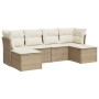 Garden sofa set with cushions 6 pieces beige synthetic rattan by , Garden sets - Ref: Foro24-3218008, Price: 411,39 €, Discou...