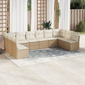 Gartensofa-Set mit beigen Kissen, 10-teilig, synthetisches Rattan von , Gartensets - Ref: Foro24-3218088, Preis: 712,82 €, Ra...