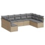 9-teiliges Gartensofa-Set mit beigen synthetischen Rattankissen von , Gartensets - Ref: Foro24-3218069, Preis: 587,21 €, Raba...