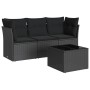 4-piece garden sofa set with black synthetic rattan cushions by , Garden sets - Ref: Foro24-3217215, Price: 242,97 €, Discoun...