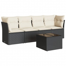 Set de muebles de jardín 5 pzas y cojines ratán sintético negro de , Conjuntos de jardín - Ref: Foro24-3217236, Precio: 321,3...