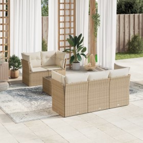 Gartensofa-Set mit Kissen, 6-teilig, beiges synthetisches Rattan von , Gartensets - Ref: Foro24-3217248, Preis: 477,61 €, Rab...