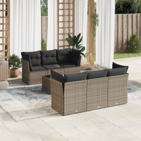 7-piece garden sofa set with gray PE rattan cushions by , Garden sets - Ref: Foro24-3217260, Price: 457,94 €, Discount: %