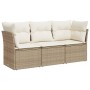 Garden sofa set with beige cushions 3 pieces PE rattan by , Garden sets - Ref: Foro24-3217208, Price: 244,99 €, Discount: %