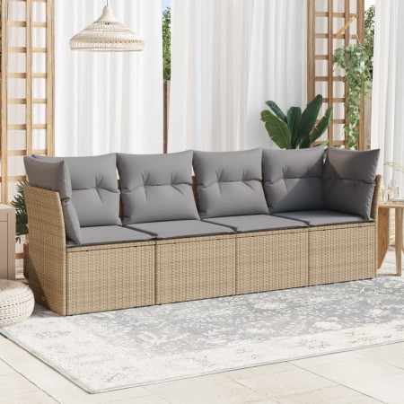 Garden sofa set with cushions 4 pieces beige synthetic rattan by , Garden sets - Ref: Foro24-3217229, Price: 254,71 €, Discou...