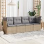 Gartensofa-Set mit Kissen, 4-teilig, beiges synthetisches Rattan von , Gartensets - Ref: Foro24-3217229, Preis: 254,71 €, Rab...