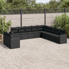 11-teiliges Gartensofa-Set und schwarze synthetische Rattankissen von , Gartensets - Ref: Foro24-3219175, Preis: 672,93 €, Ra...