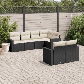 7-teiliges Garten-Essset und schwarze Kissen aus synthetischem Rattan von , Gartensets - Ref: Foro24-3219196, Preis: 494,54 €...