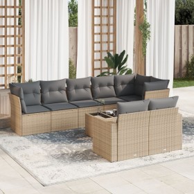 9-teiliges Gartensofa-Set mit beigen synthetischen Rattankissen von , Gartensets - Ref: Foro24-3219219, Preis: 648,98 €, Raba...