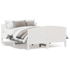 Bed frame with white pine wood headboard 140x200 cm by , Beds and slatted bases - Ref: Foro24-3216174, Price: 219,99 €, Disco...