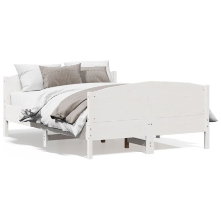 Bed frame with white pine wood headboard 140x200 cm by , Beds and slatted bases - Ref: Foro24-3216174, Price: 219,76 €, Disco...