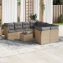 9-piece garden sofa set with beige synthetic rattan cushions by , Garden sets - Ref: Foro24-3217319, Price: 582,05 €, Discoun...