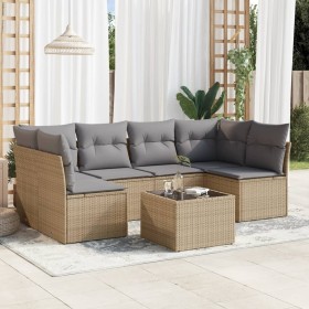 7-piece garden sofa set and beige synthetic rattan cushions by , Garden sets - Ref: Foro24-3249238, Price: 485,99 €, Discount: %