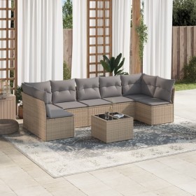 Gartensofa-Set mit beigen Kissen 8 Stück PE-Rattan von , Gartensets - Ref: Foro24-3249278, Preis: 530,99 €, Rabatt: %