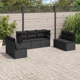 7-teiliges Garten-Essset und schwarze Kissen aus synthetischem Rattan von , Gartensets - Ref: Foro24-3249244, Preis: 432,99 €...