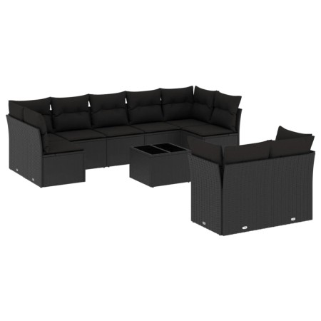 Garden sofa set 10 pieces with black synthetic rattan cushions by , Garden sets - Ref: Foro24-3249994, Price: 671,88 €, Disco...