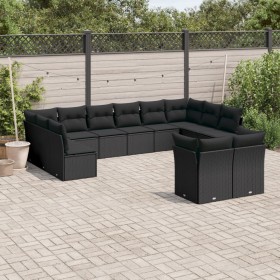 Gartensofa-Set 12-teilig mit schwarzen synthetischen Rattankissen von , Gartensets - Ref: Foro24-3250264, Preis: 795,83 €, Ra...