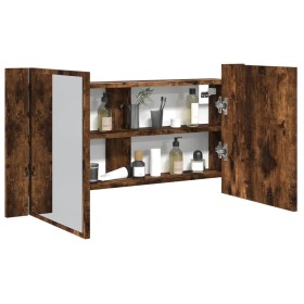 Smoked oak acrylic LED bathroom mirror cabinet 90x12x45 cm by , bathroom vanities - Ref: Foro24-834967, Price: 57,00 €, Disco...