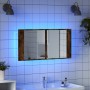 Armario espejo de baño LED acrílico roble ahumado 90x12x45 cm de , Tocadores de baño - Ref: Foro24-834967, Precio: 56,91 €, D...