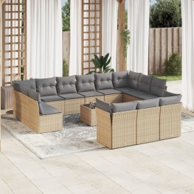 Set sofás de jardín 14 pzas con cojines ratán sintético beige de , Conjuntos de jardín - Ref: Foro24-3250298, Precio: 1,00 €,...