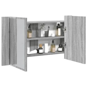 Armario espejo de baño con luz LED acrílico gris 80x12x45 cm de , Tocadores de baño - Ref: Foro24-834952, Precio: 56,99 €, De...