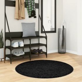 PAMPLONA modern long pile shaggy rug black Ø 100 cm by , Rugs - Ref: Foro24-375288, Price: 29,97 €, Discount: %