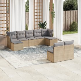 9-teiliges Gartensofa-Set mit beigen synthetischen Rattankissen von , Gartensets - Ref: Foro24-3250108, Preis: 593,76 €, Raba...