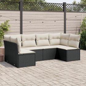 6-teiliges Gartensofa-Set und schwarze synthetische Rattankissen von , Gartensets - Ref: Foro24-3249225, Preis: 348,99 €, Rab...