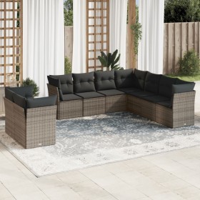 9-teiliges Gartenmöbel-Set und graue synthetische Rattankissen von , Gartensets - Ref: Foro24-3217840, Preis: 626,86 €, Rabat...