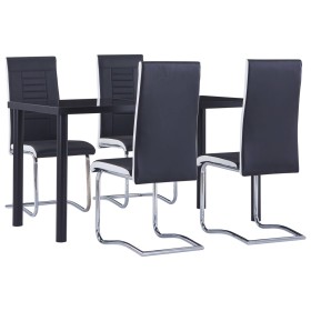 5-piece black synthetic leather dining set by , Furniture sets for kitchens and dining rooms - Ref: Foro24-3053010, Price: 37...