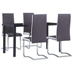 Juego de comedor 5 piezas cuero sintético gris de , muebles para cocinas y comedores - Ref: Foro24-3053012, Precio: 440,57 €,...