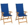 Garden chairs 2 units and royal blue cushions solid teak wood by , Garden chairs - Ref: Foro24-3062386, Price: 225,14 €, Disc...