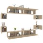 TV furniture set 8 pieces Sonoma oak plywood by , TV Furniture - Ref: Foro24-3114224, Price: 333,43 €, Discount: %