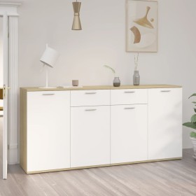 Sideboard aus weißem Holzwerkstoff und Sonoma-Eiche, 160 x 36 x 75 cm von , Sideboards - Ref: Foro24-3074932, Preis: 236,47 €...