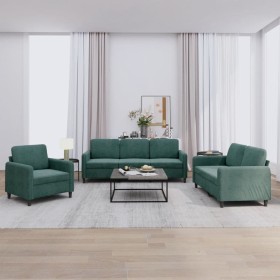 Dark green velvet 3-piece sofa set by , Sofas - Ref: Foro24-3201936, Price: 684,99 €, Discount: %