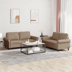 2-teilige Sofagarnitur aus Cappuccino-Kunstleder mit Kissen von , Sofas - Ref: Foro24-3202154, Preis: 475,99 €, Rabatt: %