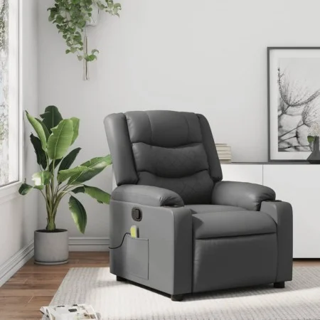 Gray synthetic leather reclining massage chair by , Armchairs - Ref: Foro24-374126, Price: 230,61 €, Discount: %