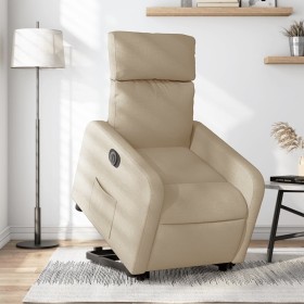 Sillón eléctrico reclinable elevable de tela color crema de , Sillones - Ref: Foro24-3206725, Precio: 304,02 €, Descuento: %