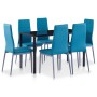 Conjunto de mesa y sillas de comedor 7 piezas azul de vidaXL, muebles para cocinas y comedores - Ref: Foro24-281704, Precio: ...