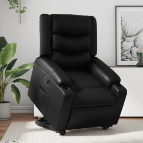 Sillón reclinable elevable cuero artificial negro de , Sillones - Ref: Foro24-3206551, Precio: 303,99 €, Descuento: %