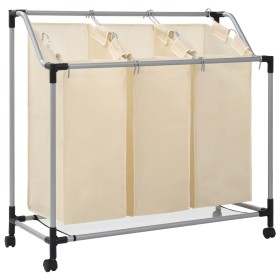 Laundry separator with 3 cream-colored steel bags by vidaXL, Laundry baskets - Ref: Foro24-282427, Price: 39,10 €, Discount: %